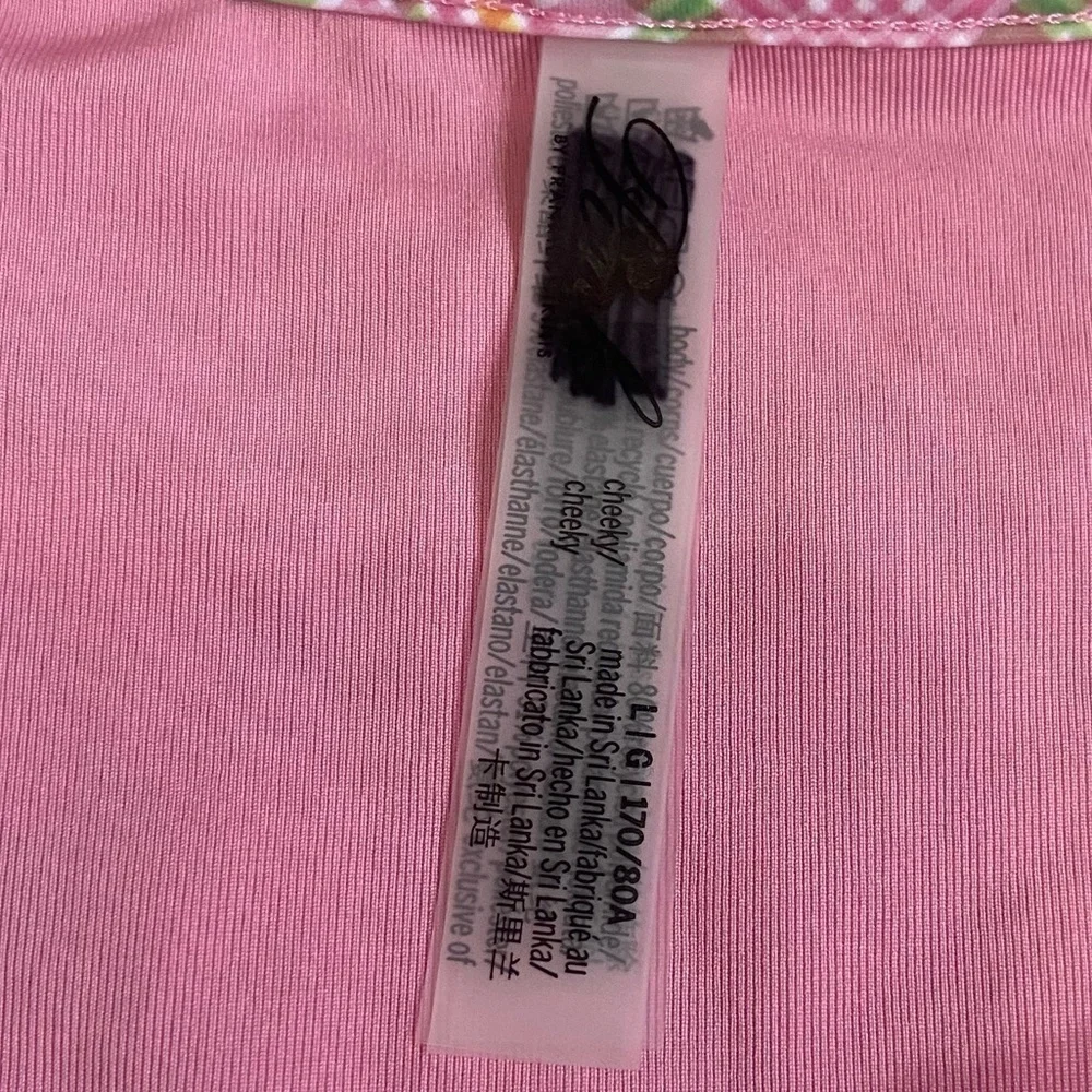 New! Frankie's Bikinis x Pink golden hour strawberry Plaid Bottom 1512